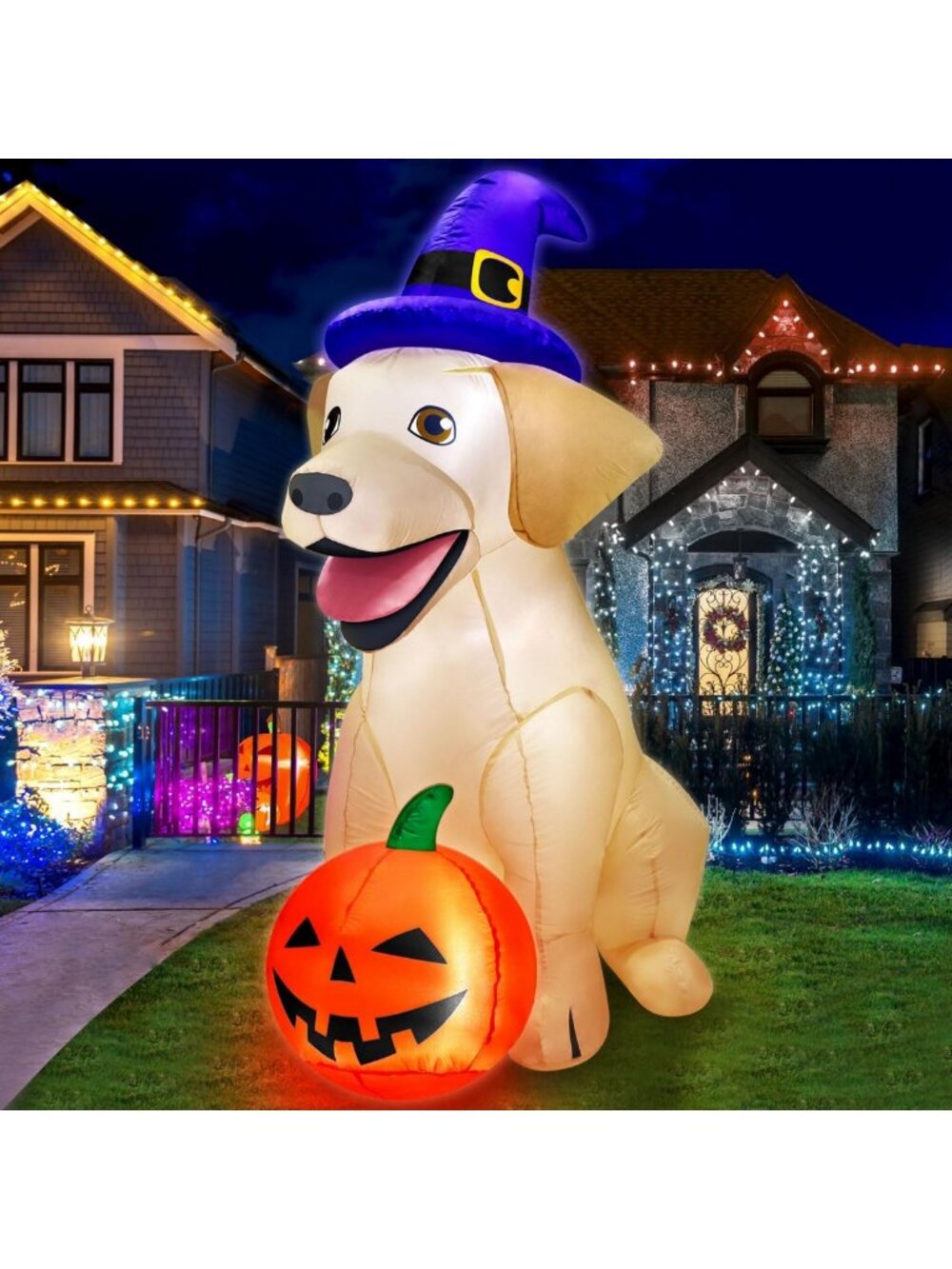5Ft Halloween Inflatable Dog Decoration with LED Lights - Outdoor Yard Decor for